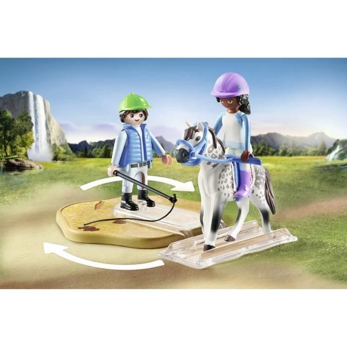 Playmobil 71637 Escuela Moderna de Equitación con Owen y Zoe, Incluye Caballo, Obstáculos y Accesorios 3