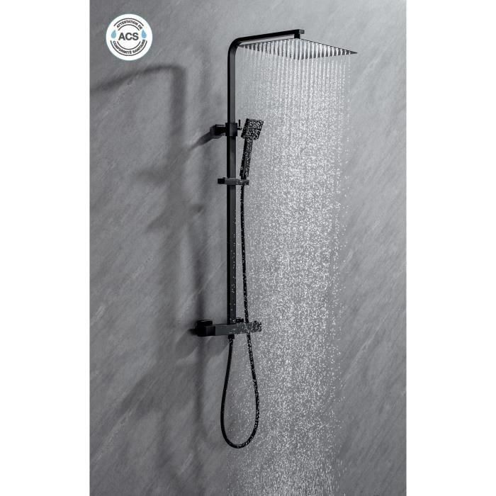 Oceanic Columna de Ducha Termostática Mezclador 38°C Rociador Cuadrado Extraplano 30x30 cm Negro Mate Acero Inox Regulable 1 Oceanic Columna de Ducha Termostática Mezclador 38°C Rociador Cuadrado Extraplano 30x30 cm Negro Mate Acero Inox Regulable 1