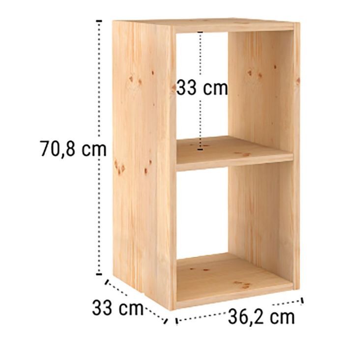 Astigarraga Estantería Modular 2 Cubos Dinamic Pino Macizo 36,2 x 33 x 70,8 cm 1