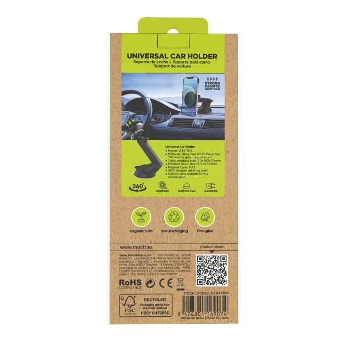 muvit for change soporte coche universal ventosa magnético negro 5