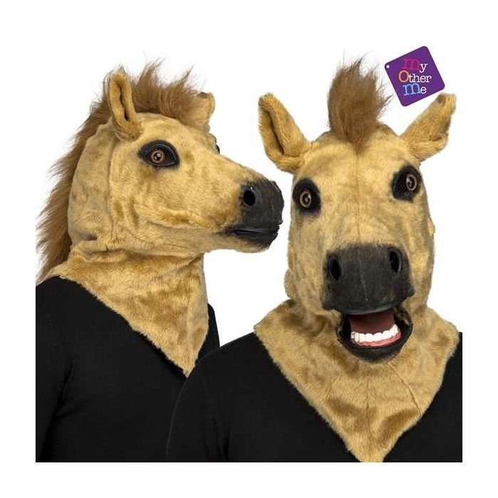 My Other Me Máscara de Caballo Marrón con Mandíbula Móvil - Talla Única para Adultos, Multicolor 4