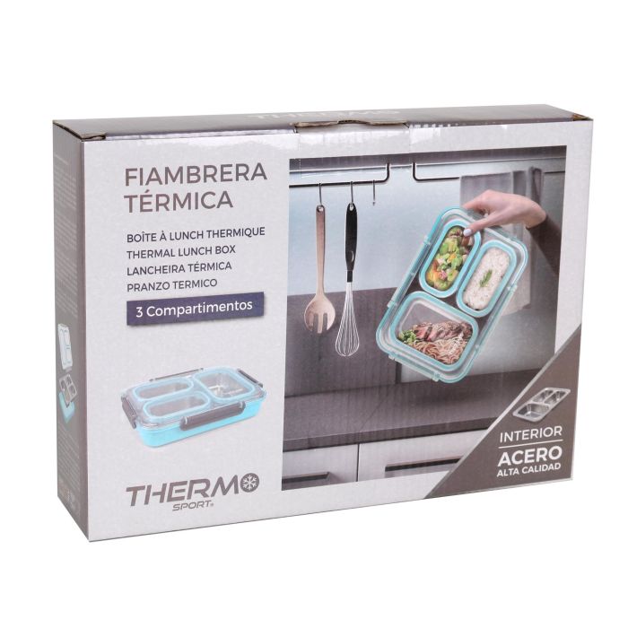 Fiambrera de plástico y acero con 3 departamentos - Thermosport (6 Unidades) 7 Fiambrera de plástico y acero con 3 departamentos - Thermosport (6 Unidades) 7