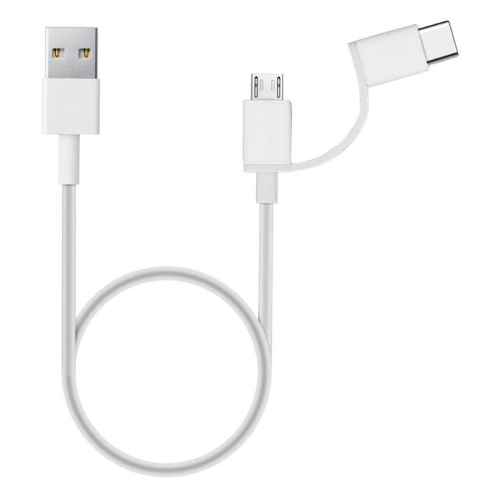 Xiaomi SJV4082TY Cable 2 en 1 USB A a Micro USB y USB C 1m Blanco para Carga y Sincronización de Datos