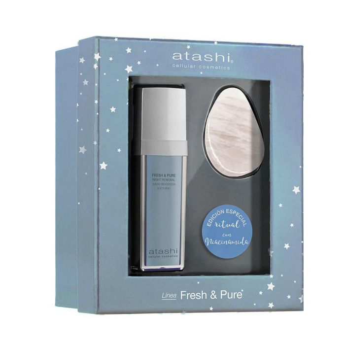 Atashi FRESH & PURE Lote Set Cosmética Facial 2 pz con Suero Night Renewal 50ml y Takimochi. Niacinamida. Para Piel Mixta/Acneica.