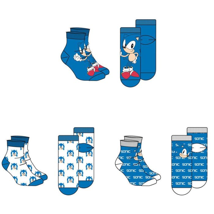 Set 3 calcetines Sonic The Hedgehog adulto surtido 1 Set 3 calcetines Sonic The Hedgehog adulto surtido 1