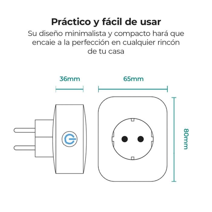 Enchufe Inteligente KSIX Smart Energy Slim WiFi 250V Blanco 3 Enchufe Inteligente KSIX Smart Energy Slim WiFi 250V Blanco 3