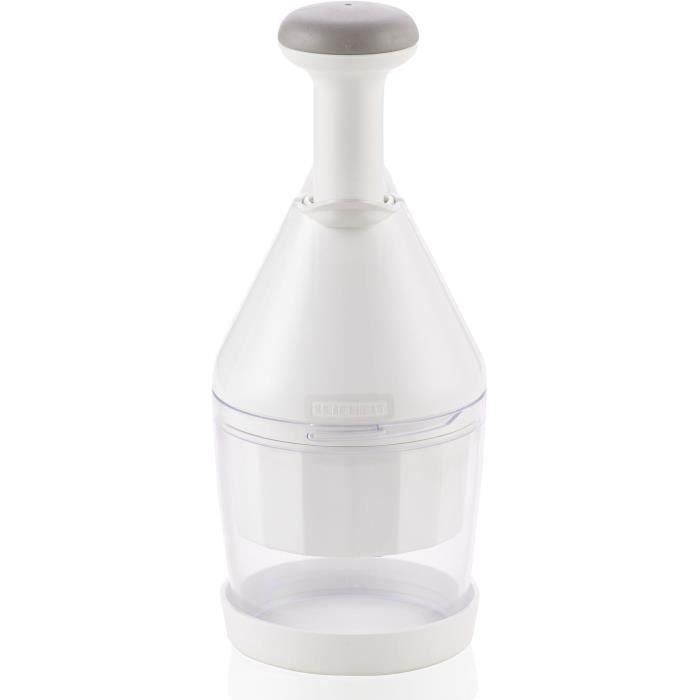 Leifheit Chopper Comfort & Clean, Picador de Alimentos con Empujador Flexible y Cuchilla Giratoria, Fácil Limpieza