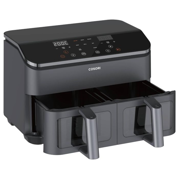Cosori Freidora de Aire Caliente Dual Basket Chef Edition, 8.5L, 1750W, 2 Cestas, Negro, con Función de Asar, Hornear y Deshidratar, 35-230°C