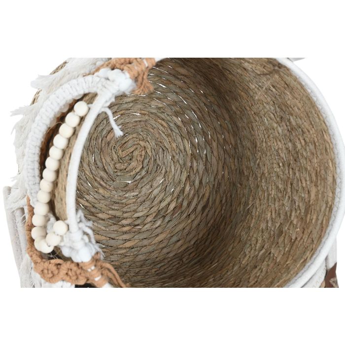 Cesta Boho DKD Home Decor Natural Blanco 40 x 47 x 40 cm Set de 3 (2 Unidades) 2