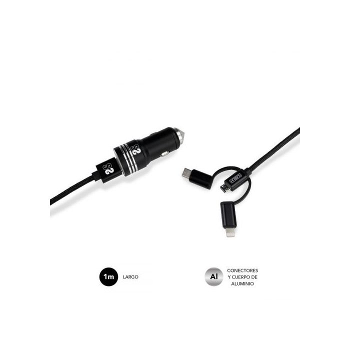 Cargador de Coche USB Universal + Cable USB-C Subblim SUB-CHG-4CC002 Negro 12 W 3