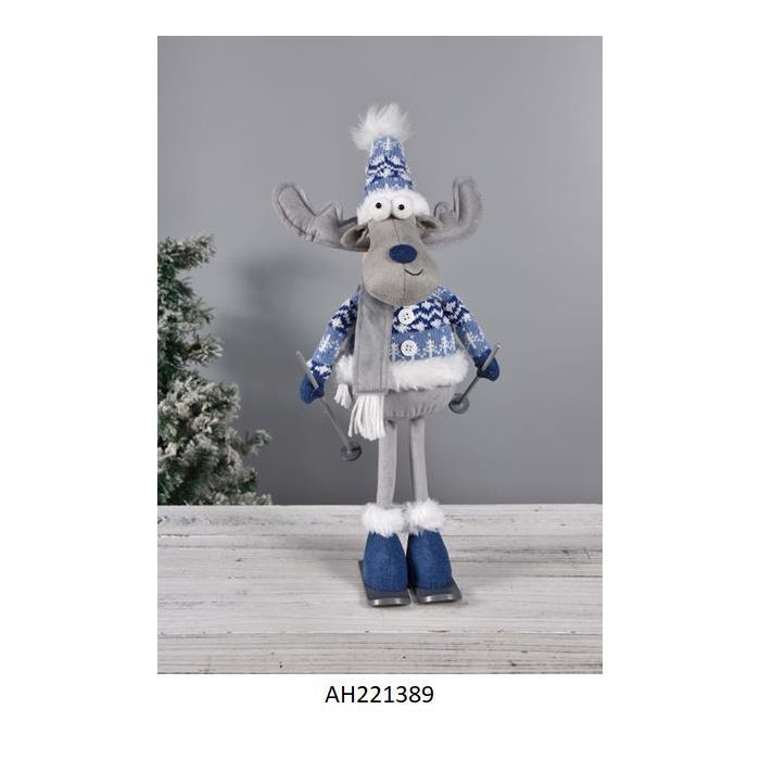 DKD Home Decor Figura de Navidad Reno Moderna Poliester Azul 35.5 cm Alto x 20 cm Ancho x 12 cm Profundo