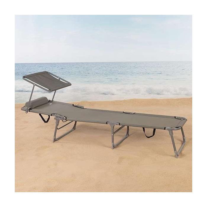 Tumbona Aktive Plegable Parasol Gris 193 x 30 x 53 cm 5