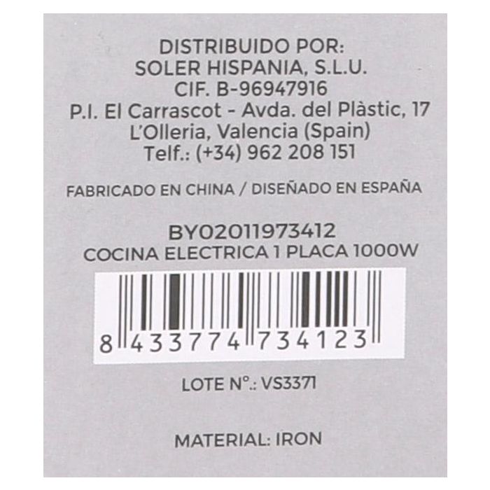 Cocina Eléctrica Algon 1 Placa 1000W (4 Unidades) 9 Cocina Eléctrica Algon 1 Placa 1000W (4 Unidades) 9