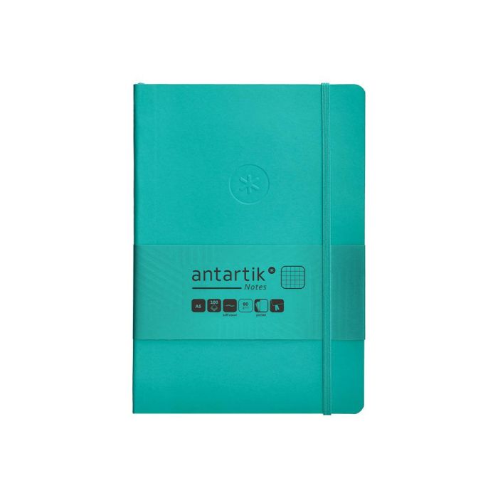 Cuaderno Con Gomilla Antartik Notes Tapa Blanda A5 Hojas Cuadricula Turquesa 80 Hojas 80 gr Fsc 1