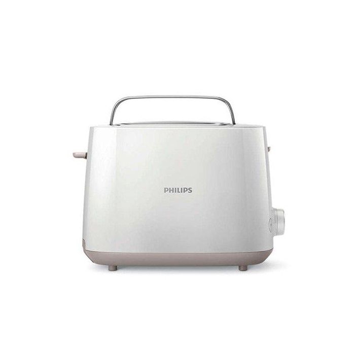Philips HD2581/00 Tostadora Daily Collection 830W para 2 rebanadas, 8 ajustes de tostado, rejilla calientabollos, función descongelar, Blanco