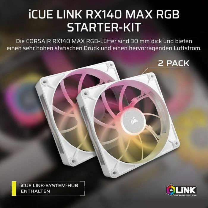 Corsair Ventilador iCUE LINK RX140 MAX RGB 14 cm Blanco 2 pieza(s) CO-9051040-WW 3