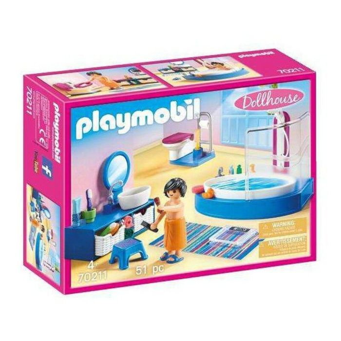 PLAYMOBIL 70211 - Casa de muñecas La Maison Traditionnelle - Baño con bañera - Nuevo para 2020