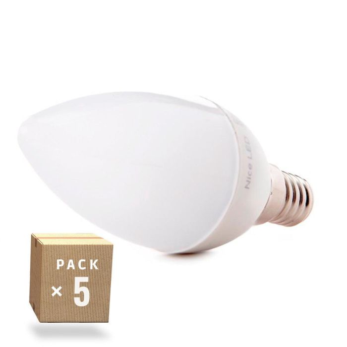 Pack 5 Bombillas LED E14 5W 410Lm 6000ºK 40.000H [HO-C37-E14-5W-RC-CW-PK5-AP]