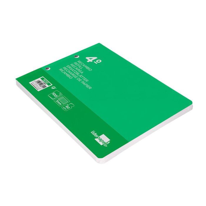 Recambio Liderpapel Cuarto Apaisado 100 H 2Tca-06 Cuadro 3 mm 2 Taladros Con Margen 6