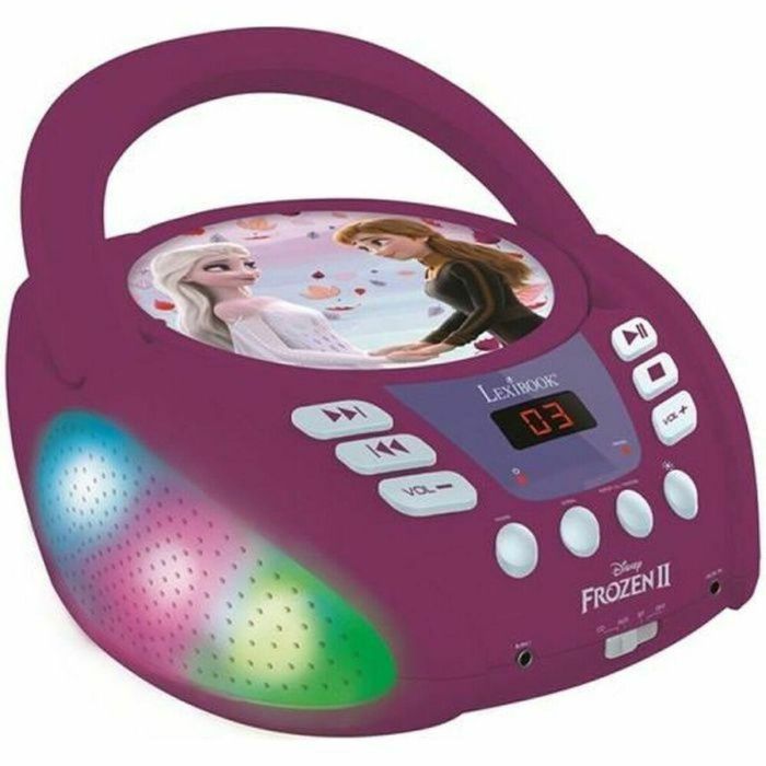 Lexibook Reproductor CD Portátil Bluetooth 5.0 Frozen 2 Niños CD/CD-R/CD-RW con Luces Multicolor, Función Karaoke y Auxiliar