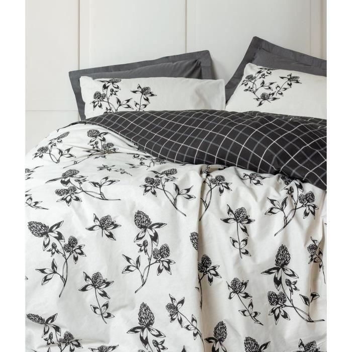 Juego de cama - 1 funda nórdica 220x240 cm + 2 fundas de almohada 60x60 cm - 100% algodón - Antracita 3 Juego de cama - 1 funda nórdica 220x240 cm + 2 fundas de almohada 60x60 cm - 100% algodón - Antracita 3