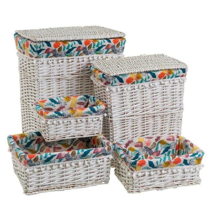 Cesto para la Ropa Blanco Mimbre 47 x 35 x 55 cm Cesto para la Ropa Blanco Mimbre 47 x 35 x 55 cm