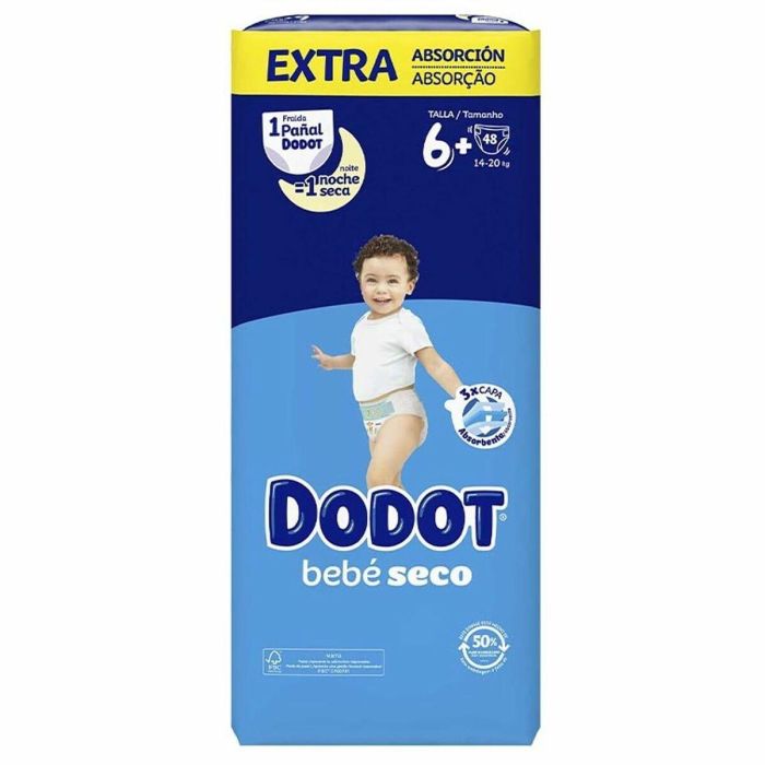 Dodot Pañales ETAPAS EXTRA Talla 6 (14-20 kg) 48 unidades con Microperlas Absorbentes y 3 tubos ultra-absorbentes 2