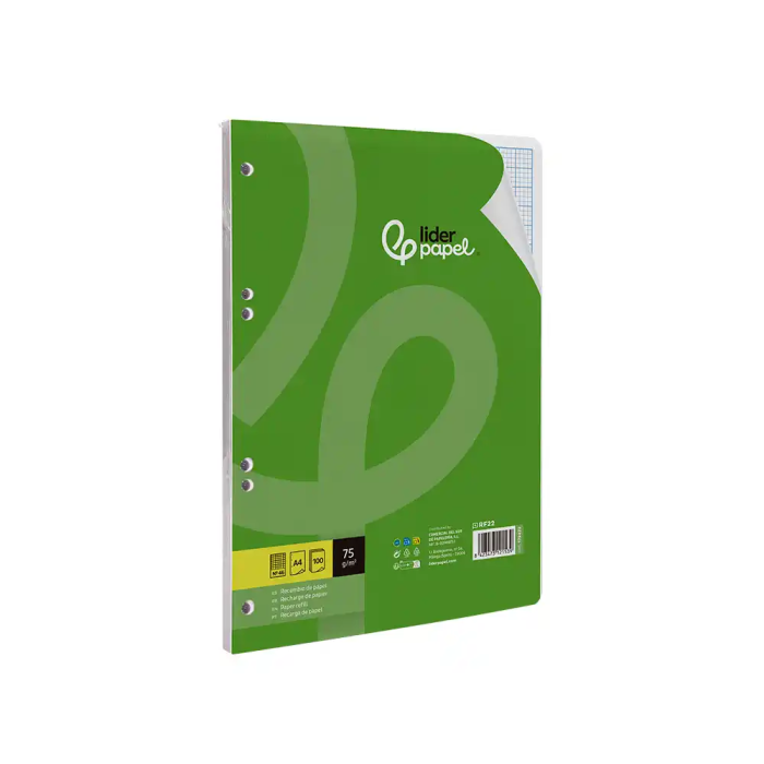 Liderpapel Recambio A4 100 Hojas 75gr Rayado 4 Taladros 3