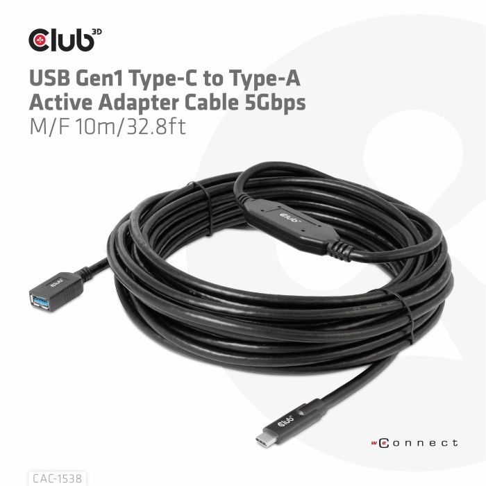 Club3D Cable USB 3.2 Tipo C a USB Tipo A 5Gbps Macho/Hembra 10m 6 Club3D Cable USB 3.2 Tipo C a USB Tipo A 5Gbps Macho/Hembra 10m 6