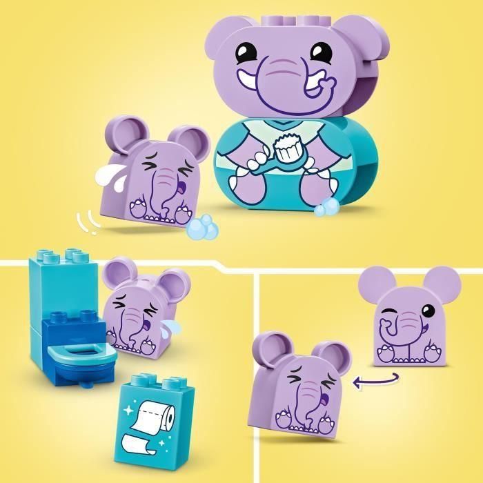 LEGO 10413 DUPLO My First Mis Rituales Diarios - Baño, Juguete Educativo para Bebés, Incluye 2 Figuras de Elefantes 2