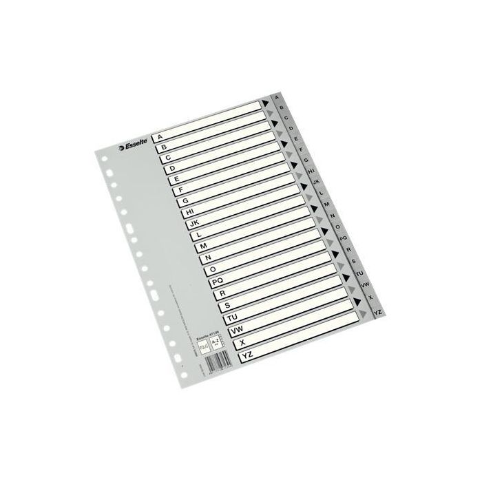 Esselte Abecedario Separador Multitaladro Polipropileno Folio Gris Con Carátula Índice Cartón Blanco - Negro Esselte Abecedario Separador Multitaladro Polipropileno Folio Gris Con Carátula Índice Cartón Blanco - Negro