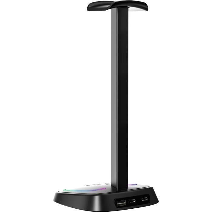 The G-Lab THE3760162052268 Soporte Auriculares Gaming K-STAND-NEON, Concentrador USB/USB-C, Iluminación RGB, Negro 2