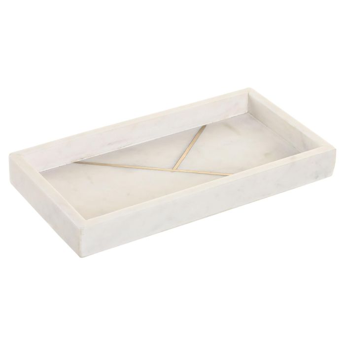 Bandeja Glam DKD Home Decor Blanco Dorado 15 x 3.8 x 30 cm 0 Bandeja Glam DKD Home Decor Blanco Dorado 15 x 3.8 x 30 cm 0