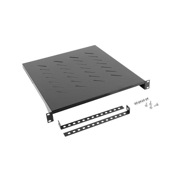 Lanberg Bandeja Fija 1U 483x500 mm para Armarios 19", Capacidad 25Kg, Negro
