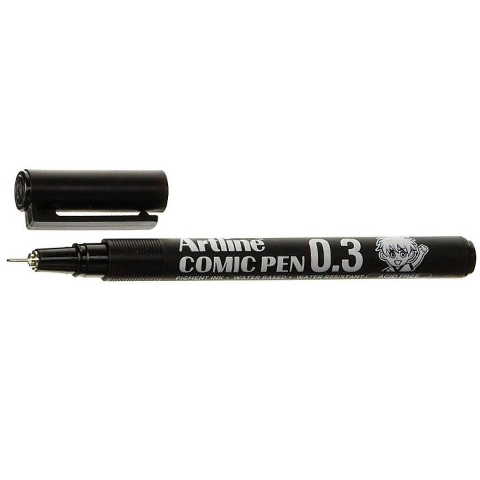 Rotulador Artline Calibrado Micrometrico Negro Comic Pen Ek-283 Punta Poliacetal 0,3 mm Resistente Al Agua 12 unidades 1