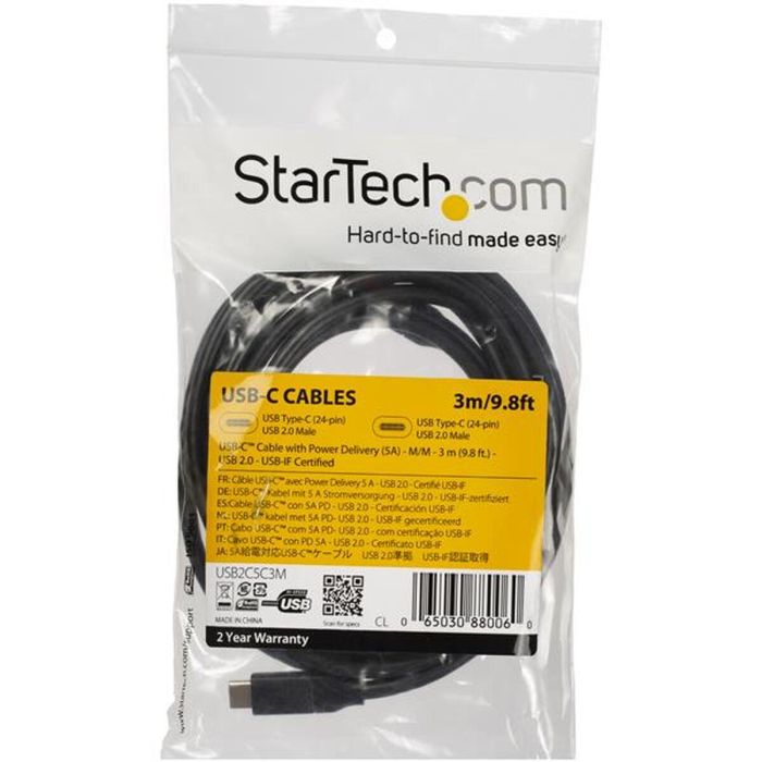 Cable USB-C Startech USB2C5C3M Negro 3 m 2 Cable USB-C Startech USB2C5C3M Negro 3 m 2