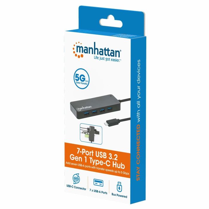 MANHATTAN 7-Port USB Hub C-Stecker A-Buchse 5Gbit/s schwar 6