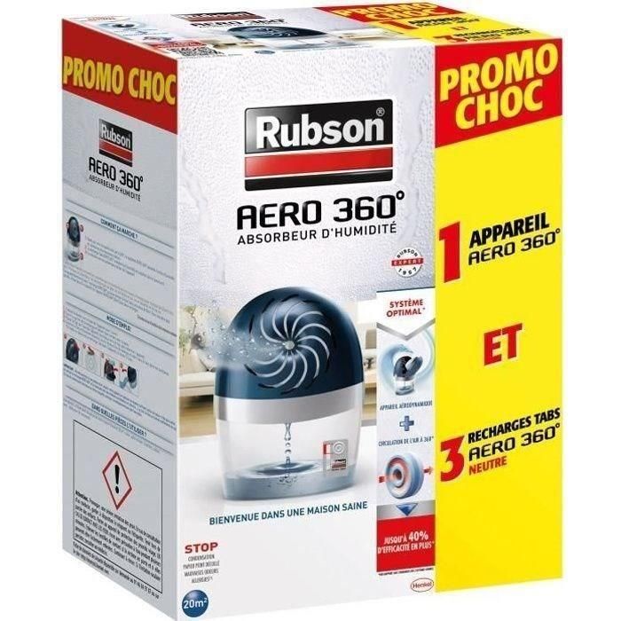 Rubson RUB3178041341356 Aero 360° Deshumidificador para 20 m² + 3 Recambios Absorbe Humedad