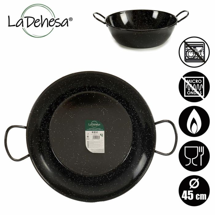 Sartén Honda con Asas La Dehesa 0645-LD Negro Acero Esmaltado 1 Sartén Honda con Asas La Dehesa 0645-LD Negro Acero Esmaltado 1