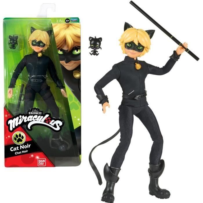 BANDAI Miraculous Ladybug - Muñeca de moda 26 cm: Cat Noir BANDAI Miraculous Ladybug - Muñeca de moda 26 cm: Cat Noir