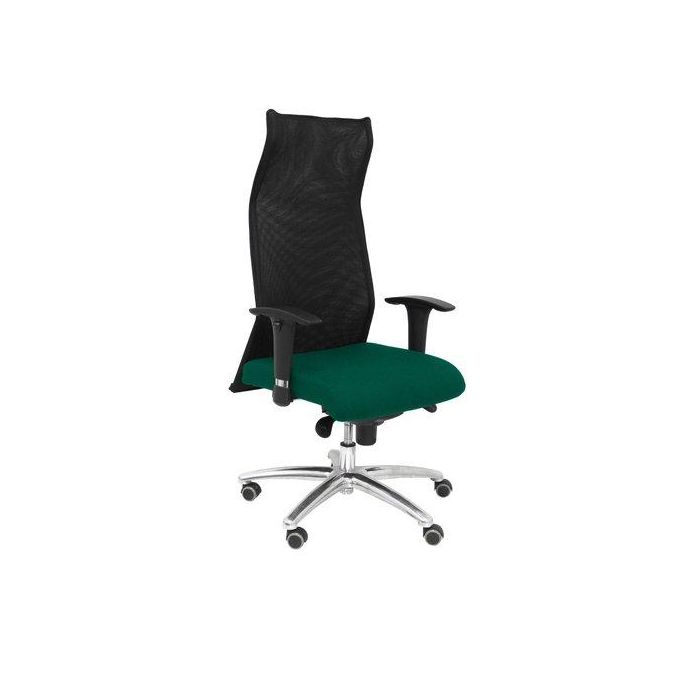 Sillon Piqueras Y Crespo Sahuco Xl Direccion Hasta 160 Kg Mecanismo Sincro Brazos Regulables En Altura Respaldo Malla Transpirable Negra Asiento A Medida Con Espuma Viscoelastica Y Tapizado Bali Verde