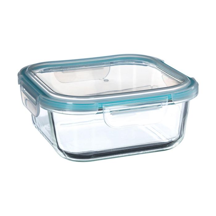 5Five Fiambrera de cristal 1180 ml 18,20 x 18,20 x 7,40 cm, transparente/azul