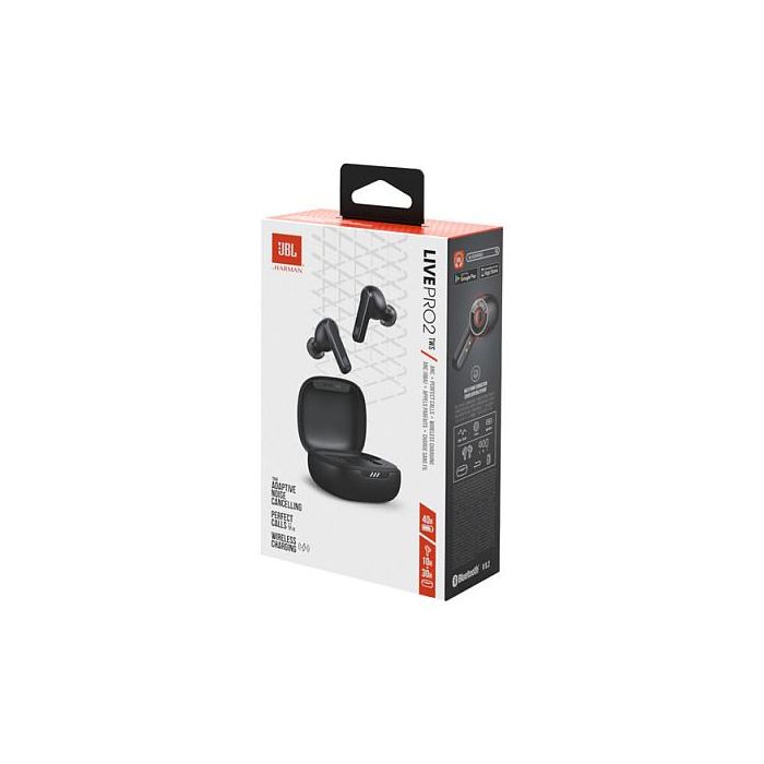 JBL Live Pro 2 Auriculares Inalámbricos True Wireless, Cancelación Activa de Ruido (ANC), Bluetooth 5.2, IPX5, con Estuche de Carga, Color Negro