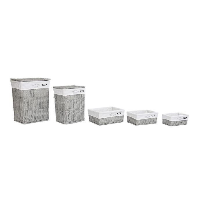 Cesta Ropa Basicos DKD Home Decor Gris 34 x 56 x 44 cm Set de 5 1