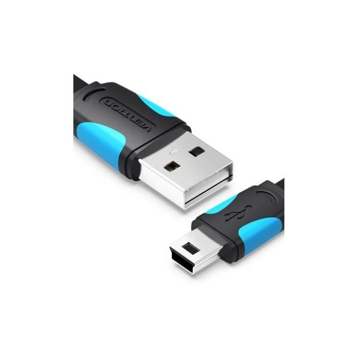 Cable USB 2.0 Vention VAS-A14-B200/ Mini USB Macho - USB Macho/ Hasta 10W/ 480Mbps/ 2m/ Azul y Negro 1