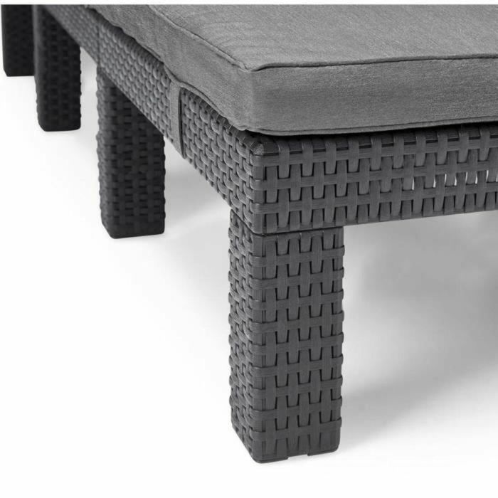 ALLIBERT Tumbona de Jardín Daytona De Luxe Imitación Resina Tejida 4 Posiciones con Cojín Gris Grafito 187x58x29cm 3