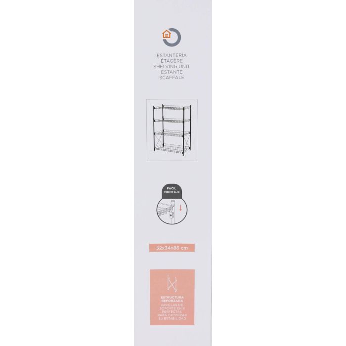 Estantería de Metal 4 Niveles 52x34x86 cm - Confortime (2 Unidades) 6 Estantería de Metal 4 Niveles 52x34x86 cm - Confortime (2 Unidades) 6