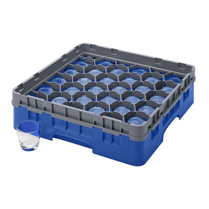 CAMBRO - 30S318-186 - Cesta de lavado 30 comp. 1 altura - 7,84 cm Ø máx. - alt. máx. 9,4 cm - 50 x 50 x 14,3 cm - Azul marino