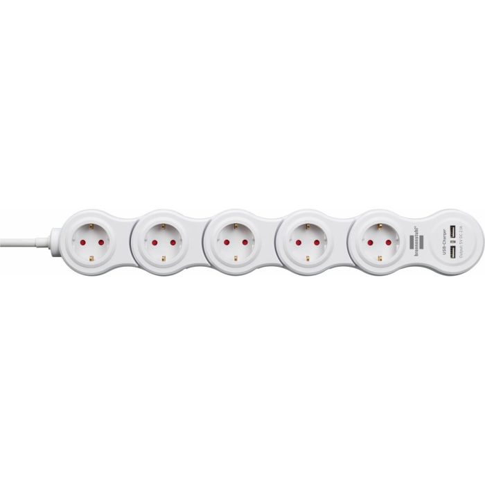 Regleta Enchufes 5 Tomas con Interruptor Brennenstuhl Vario-Power Blanco 3600 W USB x 2 (1,4 m) 12 Regleta Enchufes 5 Tomas con Interruptor Brennenstuhl Vario-Power Blanco 3600 W USB x 2 (1,4 m) 12