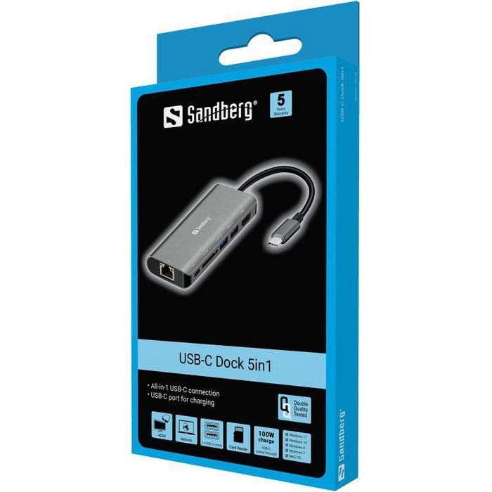 Sandberg USB-C Dock HDMI+LAN+SD+USB100W 1 Sandberg USB-C Dock HDMI+LAN+SD+USB100W 1